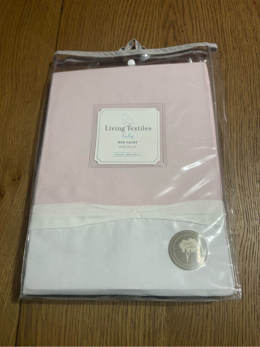 Living Textiles Baby Bed Skirt in Pink and White